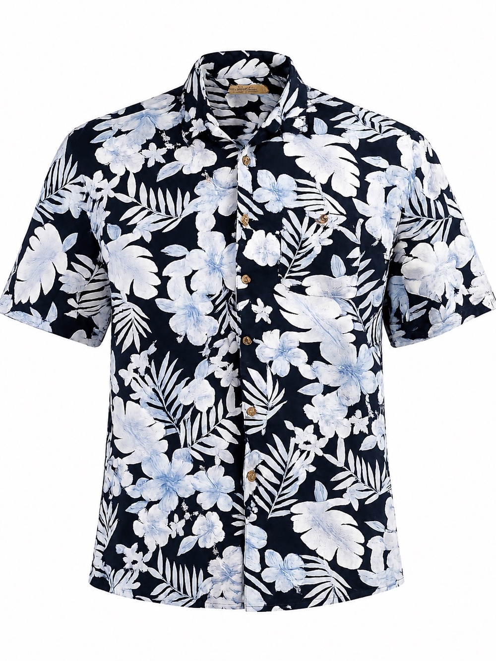 Bobby Chan Hawaiian Shirt Men’s XL Blue Floral Tropical Button Up Camp Aloha